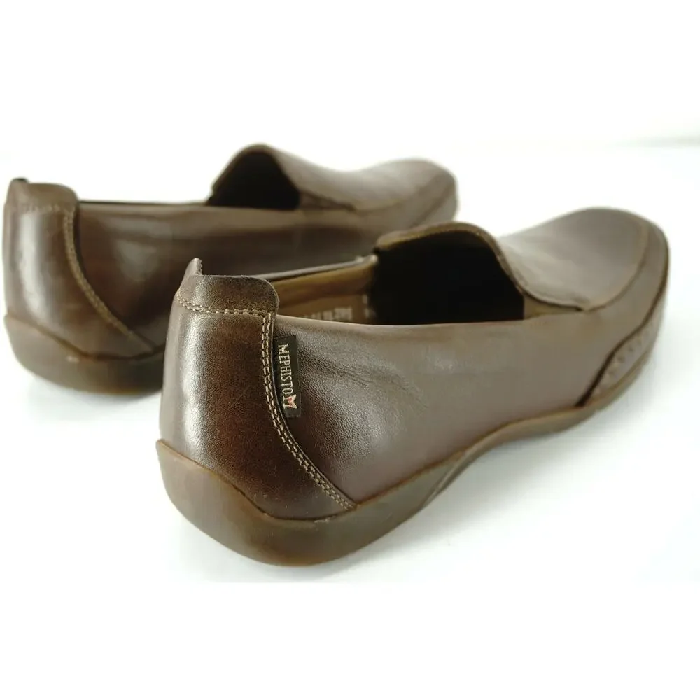 Mephisto Brown Leather Edlef Men's Apron Toe Loafers SZ 8.5 air-jet Comfortable